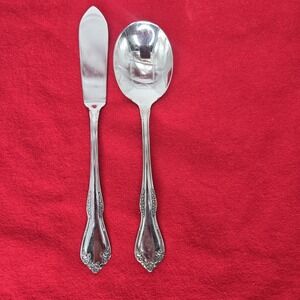 Oneida LTD Wm A. Rogers MANSFIELD Stainless Butter Knife & Sugar Spoon